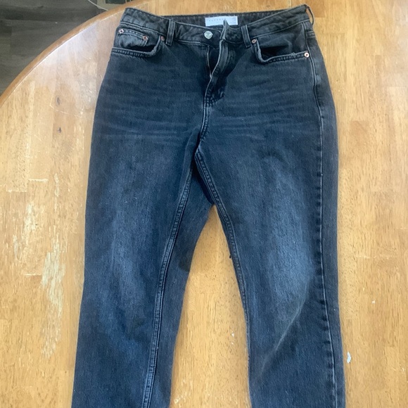 Topshop Washed Black Mom Jeans Petite 